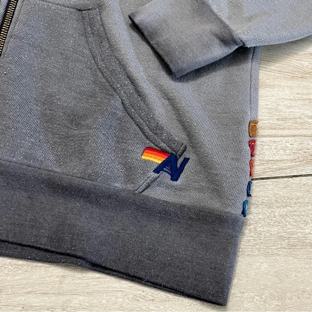 Vintage & Rare Spirtual Gangster “High on Nature” grey & rainbow Hoodie - sz M - Picture 6 of 14